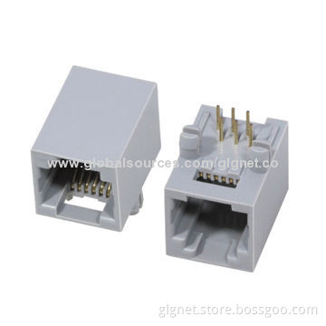 RJ11 connector, single port, side entry, tab up